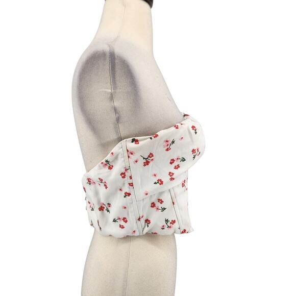 Princess Polly White Floral Ruched Crop Corset Top – Size US 8 - Picture 6 of 9
